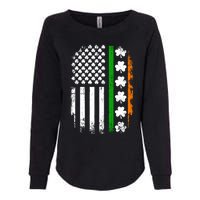 US American Flag With Shamrocks For St Patricks Day Womens California Wash Sweatshirt