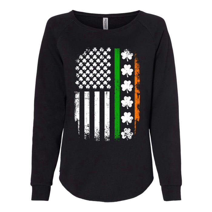 US American Flag With Shamrocks For St Patricks Day Womens California Wash Sweatshirt