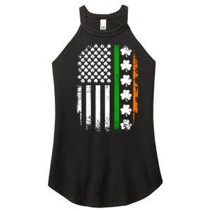 US American Flag With Shamrocks For St Patricks Day Women's Perfect Tri Rocker Tank