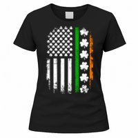 US American Flag With Shamrocks For St Patricks Day Women's T-Shirt