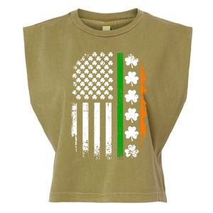 US American Flag With Shamrocks For St Patricks Day Garment-Dyed Women's Muscle Tee