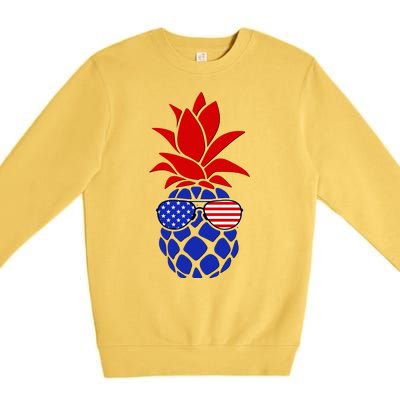 USA American Flag Sunglasses Pineapple Premium Crewneck Sweatshirt