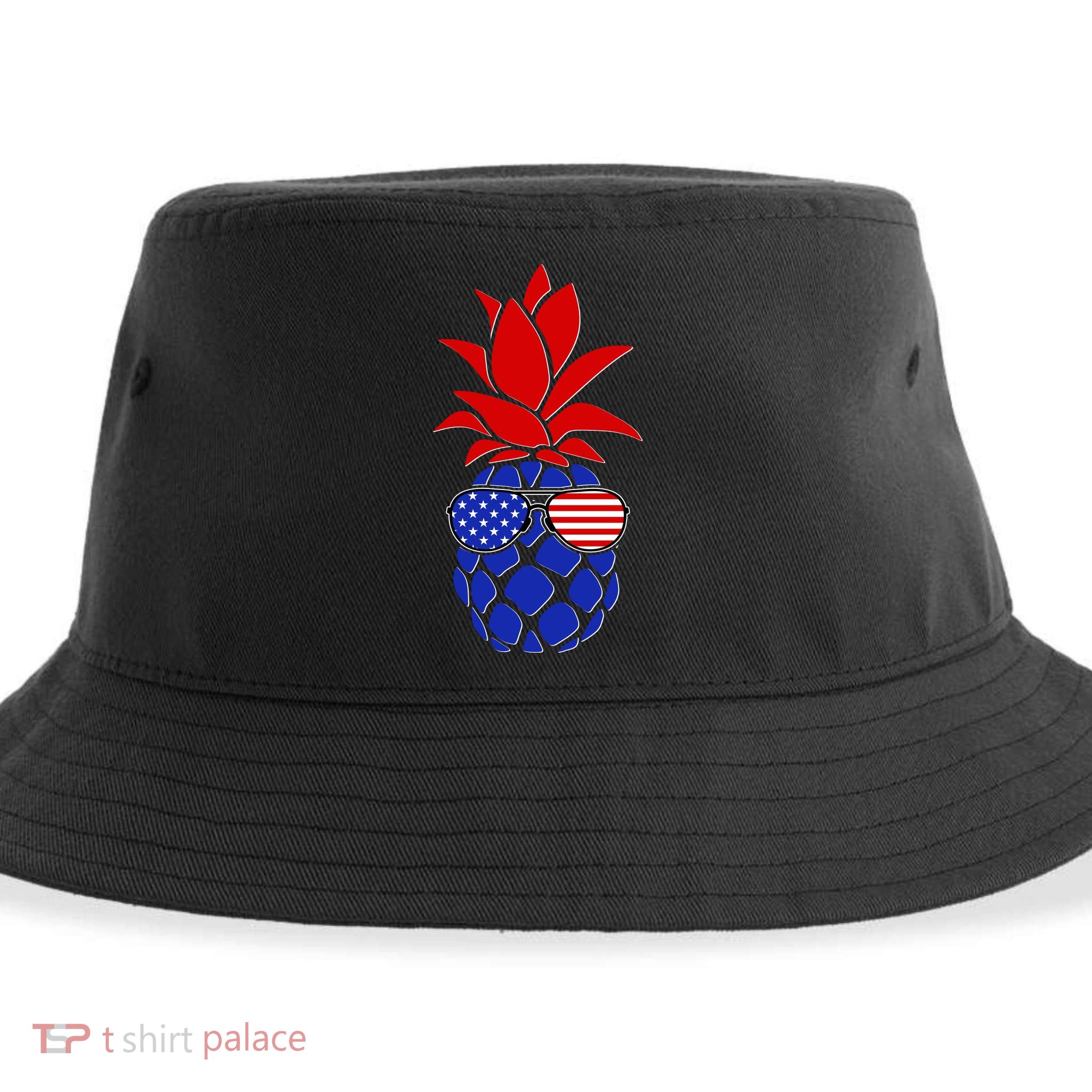 USA American Flag Sunglasses Pineapple Sustainable Bucket Hat