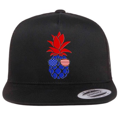 USA American Flag Sunglasses Pineapple Flatbill Hat