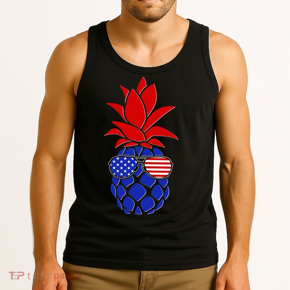 USA American Flag Sunglasses Pineapple Tank Top