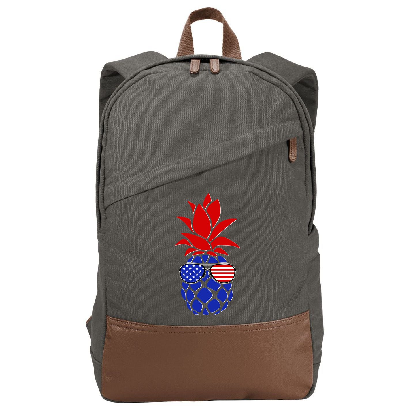 USA American Flag Sunglasses Pineapple Cotton Canvas Backpack