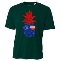 USA American Flag Sunglasses Pineapple Cooling Performance Crew T-Shirt