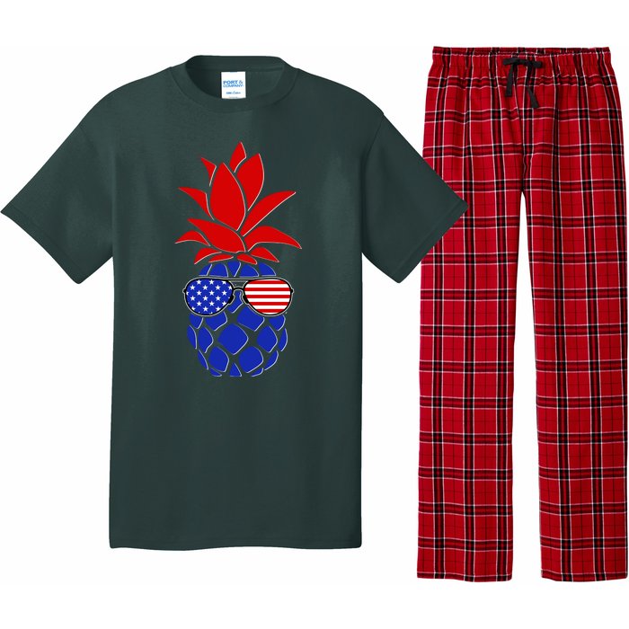 USA American Flag Sunglasses Pineapple Pajama Set