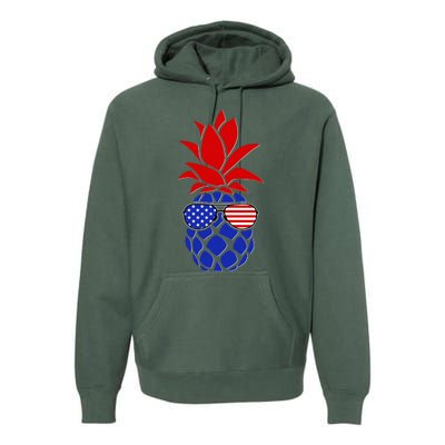 USA American Flag Sunglasses Pineapple Premium Hoodie