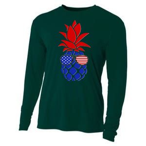 USA American Flag Sunglasses Pineapple Cooling Performance Long Sleeve Crew