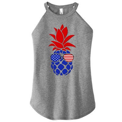 USA American Flag Sunglasses Pineapple Women’s Perfect Tri Rocker Tank