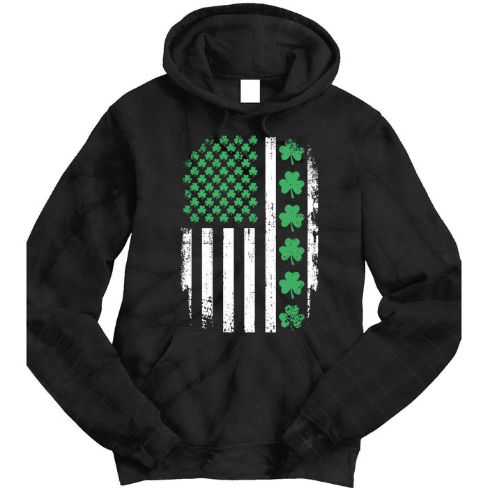 US American Flag With Shamrocks For St Patricks Day Tie Dye Hoodie