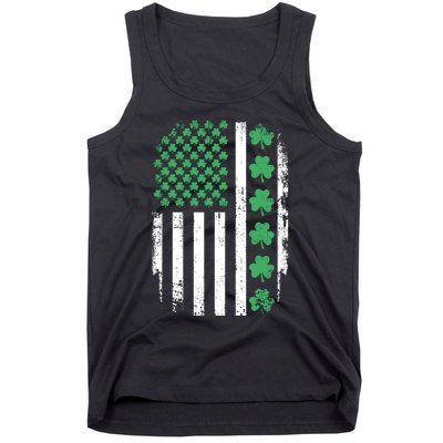 US American Flag With Shamrocks For St Patricks Day Tank Top