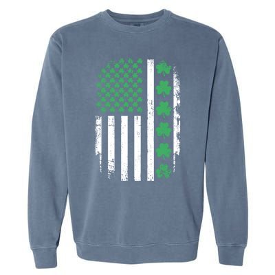 US American Flag With Shamrocks For St Patricks Day Garment-Dyed Sweatshirt