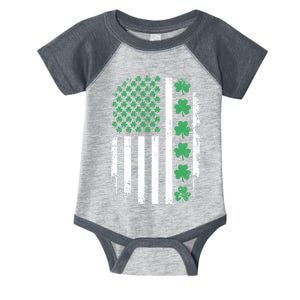 US American Flag With Shamrocks For St Patricks Day Infant Baby Jersey Bodysuit