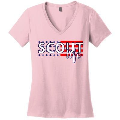 Us America Flag Scout Life Women's V-Neck T-Shirt