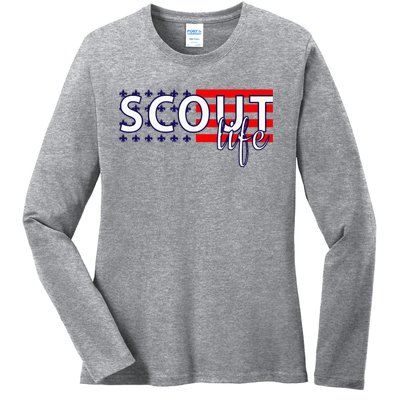 Us America Flag Scout Life Ladies Long Sleeve Shirt