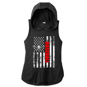 Us American Flag Baseball Patriotic Baseball Funny Gift Ladies PosiCharge Tri-Blend Wicking Draft Hoodie Tank