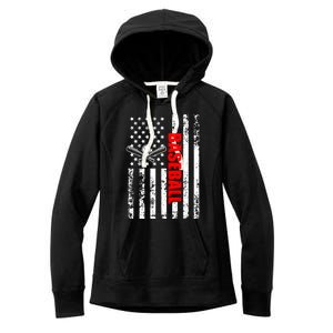 Us American Flag Baseball Patriotic Baseball Funny Gift Women's Fleece Hoodie