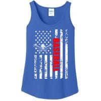 Us American Flag Baseball Patriotic Baseball Funny Gift Ladies Essential Tank