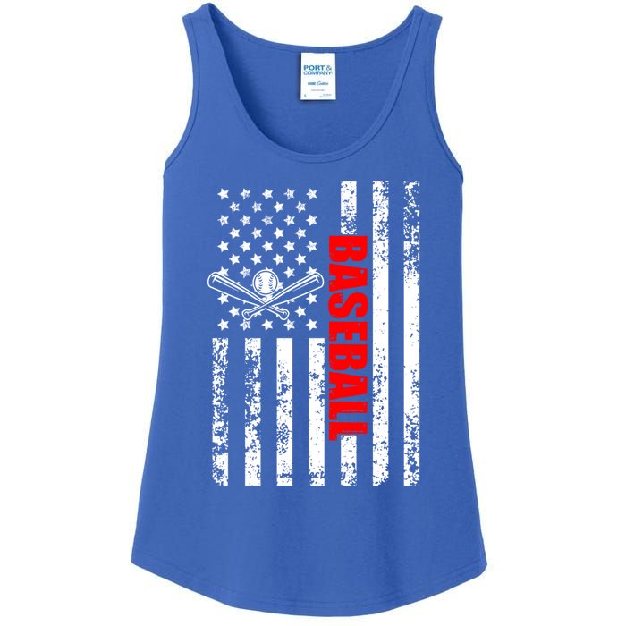 Us American Flag Baseball Patriotic Baseball Funny Gift Ladies Essential Tank