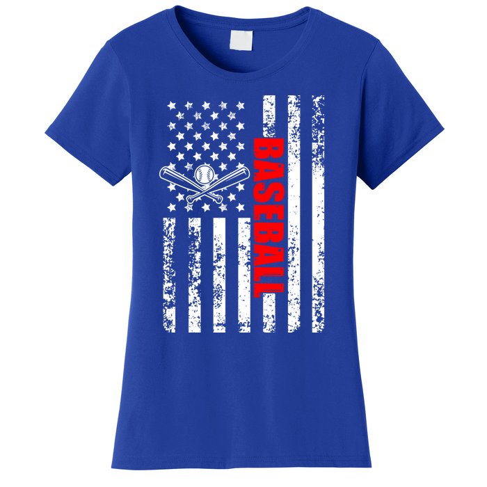 Us American Flag Baseball Patriotic Baseball Funny Gift Women's T-Shirt