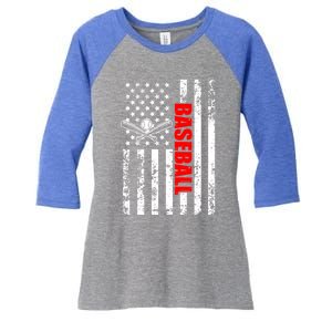 Us American Flag Baseball Patriotic Baseball Funny Gift Women's Tri-Blend 3/4-Sleeve Raglan Shirt