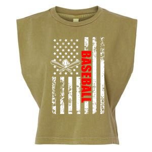 Us American Flag Baseball Patriotic Baseball Funny Gift Garment-Dyed Women's Muscle Tee