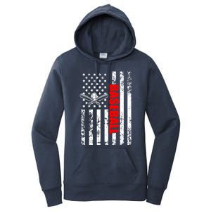 Us American Flag Baseball Patriotic Baseball Funny Gift Women's Pullover Hoodie