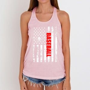 Us American Flag Baseball Patriotic Baseball Funny Gift Women's Knotted Racerback Tank