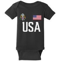 USA America Flag Football Soccer Fan Baby Bodysuit