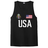 USA America Flag Football Soccer Fan PosiCharge Competitor Tank