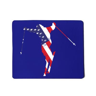 Usa American Flag Snow Skiing Graphic Ski Lover Gift Mousepad