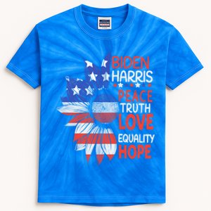 Us America Flag Biden Harris Peace Truth Love Equality Hope Great Gift Kids Tie-Dye T-Shirt