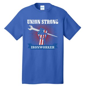 Us American Flag Of Iron Worker Union A Labor Day Celebrate Cute Gift Tall T-Shirt