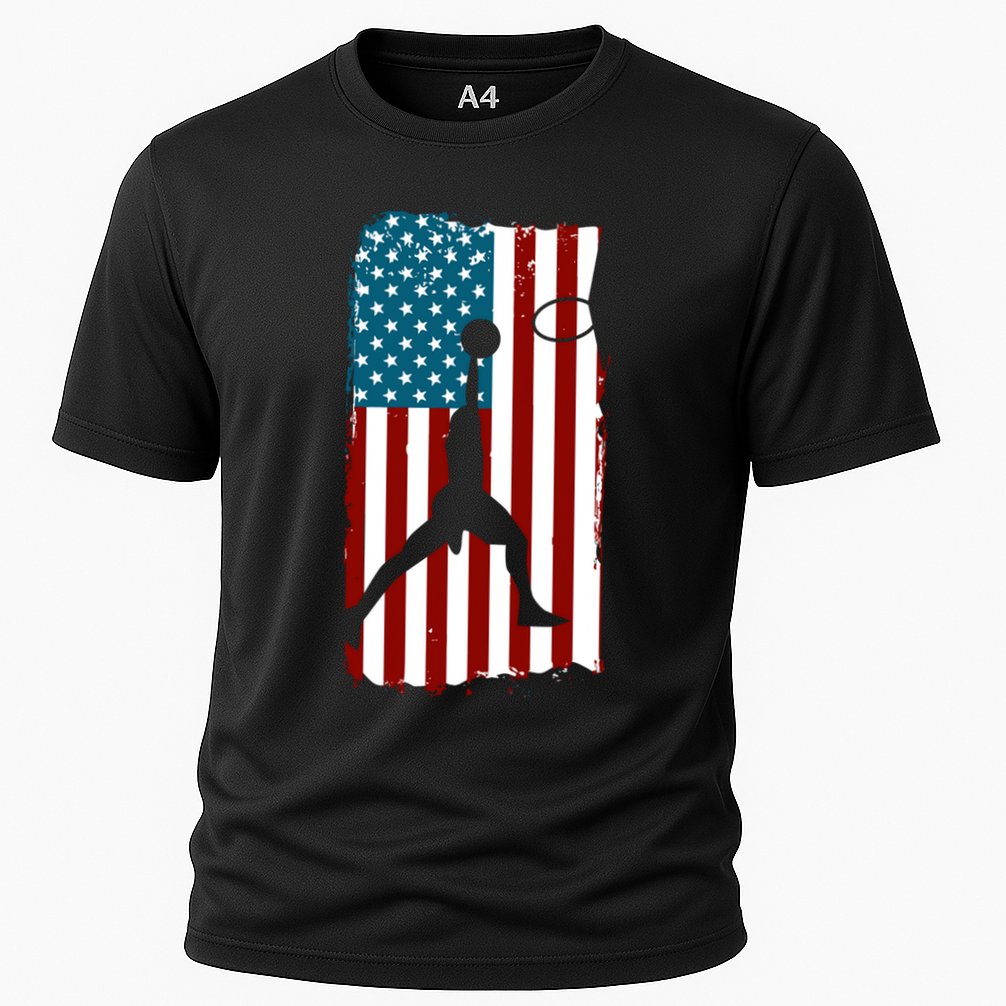 Us American Flag Basketball Patriotic Athlete Print Gift Cooling Performance Crew T-Shirt