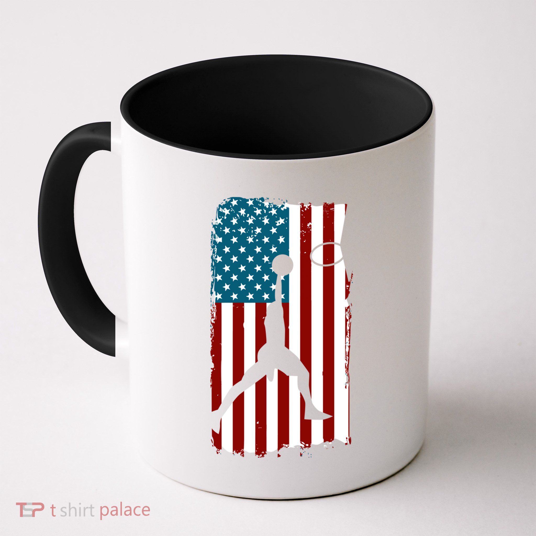 Us American Flag Basketball Patriotic Athlete Print Gift Mug
