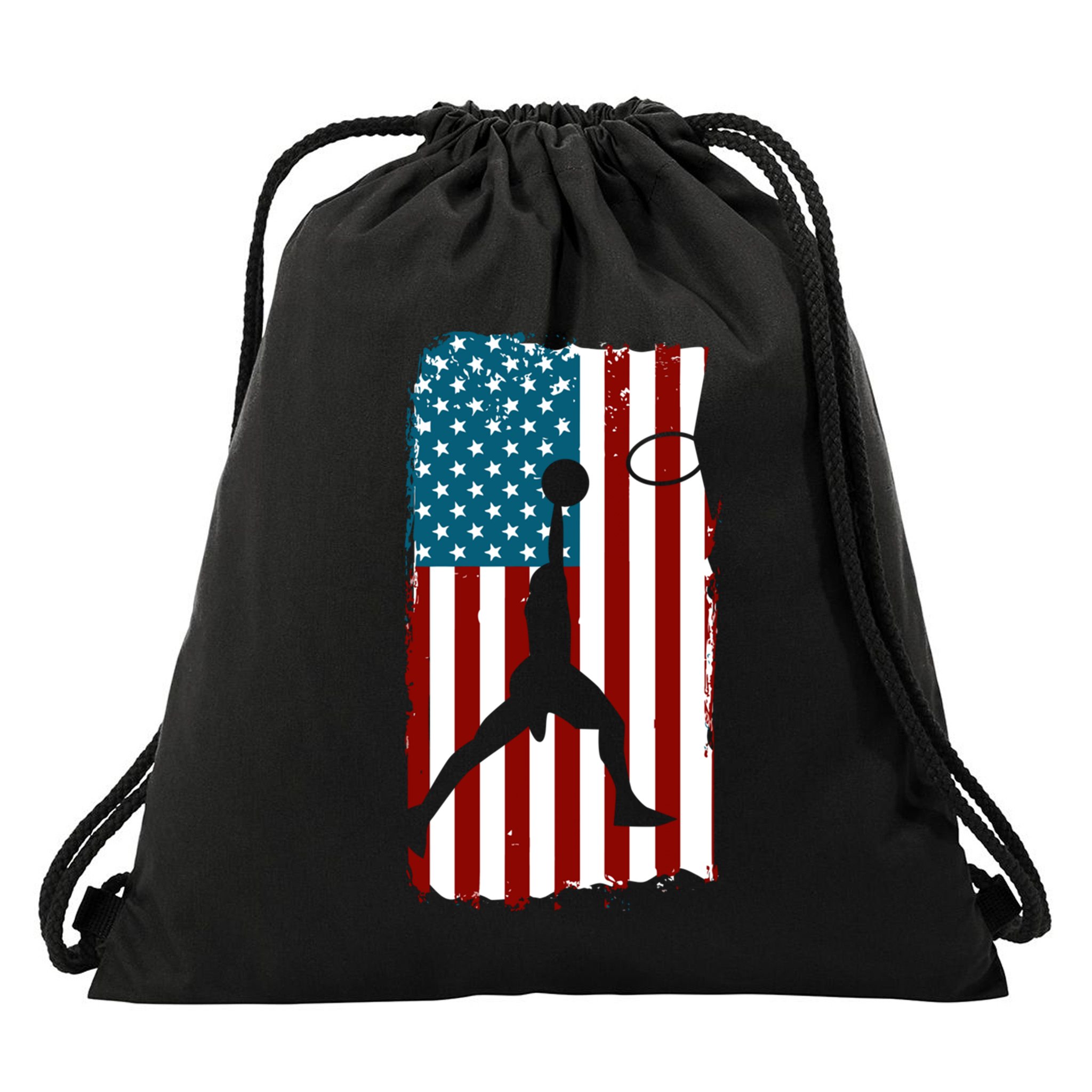 Us American Flag Basketball Patriotic Athlete Print Gift Drawstring Bag