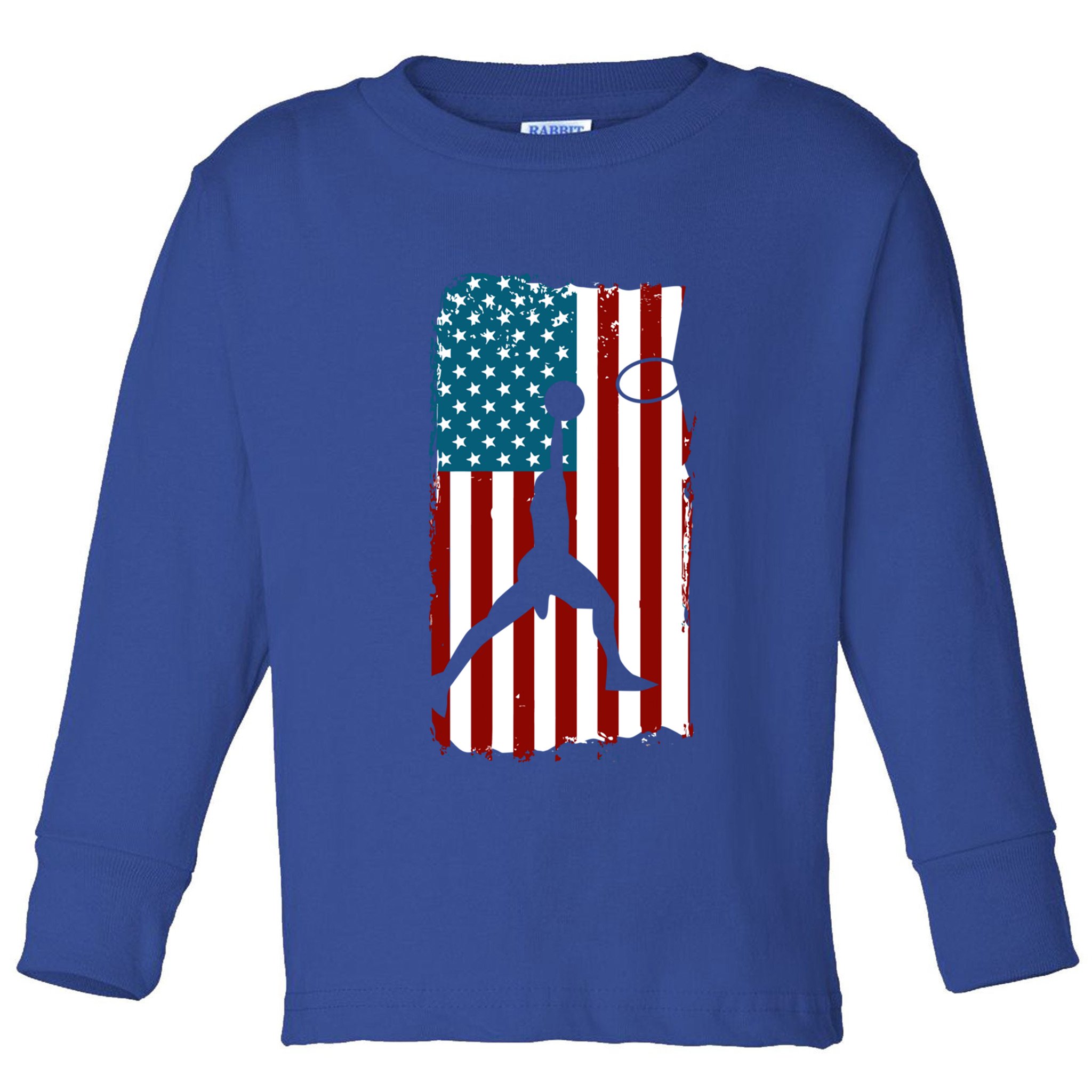 Us American Flag Basketball Patriotic Athlete Print Gift Toddler Long Sleeve Shirt