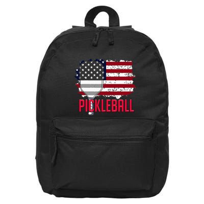 Us American Flag Pickleball Lover Player Paddle 16 in Basic Backpack