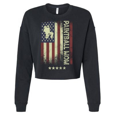 Usa American Flag Cool Gift Paintball Mom Meaningful Gift Cropped Pullover Crew
