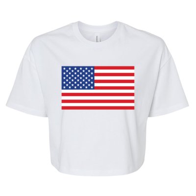 Us American Flag Pocket Print Funny Gift Crewneck Gift Bella+Canvas Jersey Crop Tee