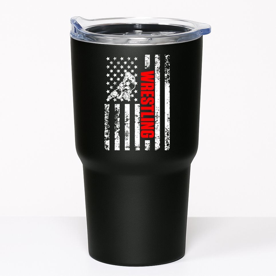 US American Flag Sports Patriotic Wrestling Tumbler