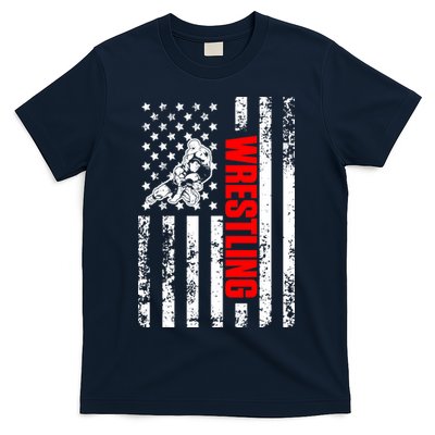 US American Flag Sports Patriotic Wrestling T-Shirt