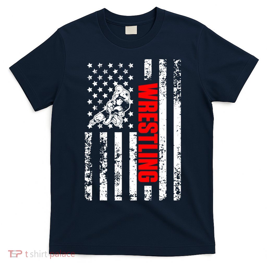 US American Flag Sports Patriotic Wrestling T-Shirt