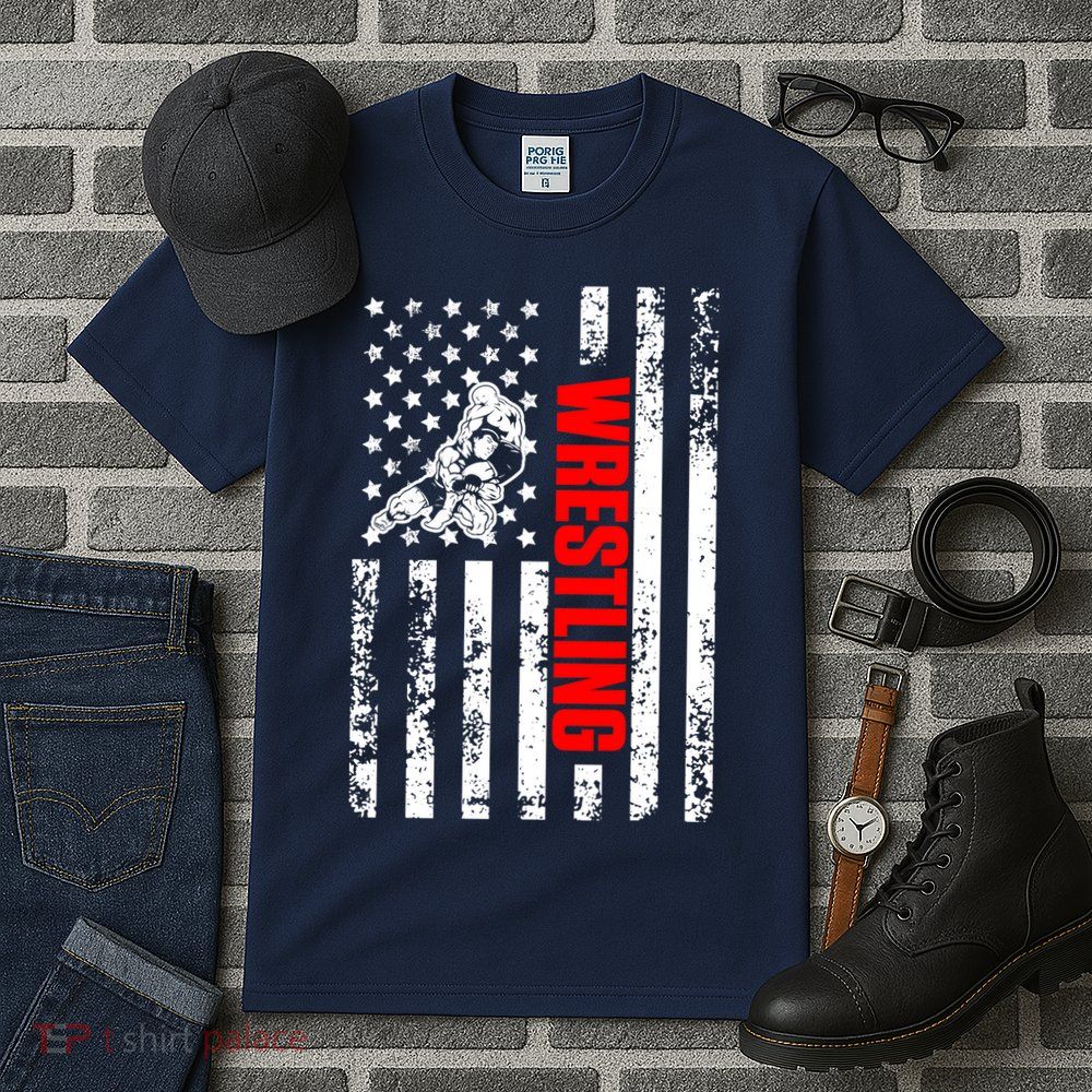 US American Flag Sports Patriotic Wrestling Tall T-Shirt