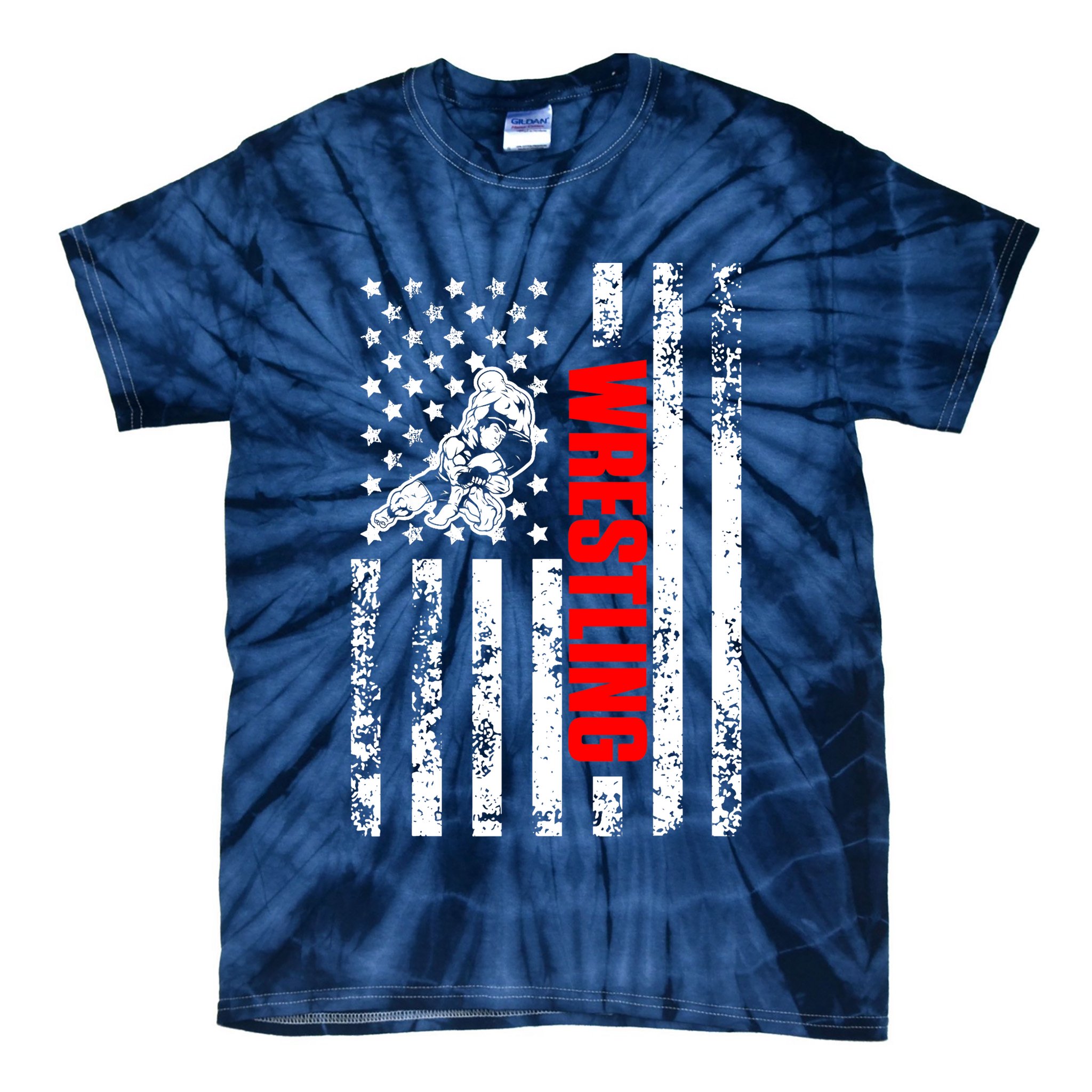 US American Flag Sports Patriotic Wrestling Tie-Dye T-Shirt