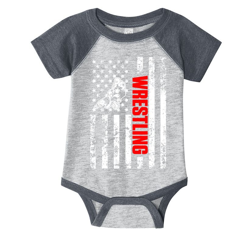 US American Flag Sports Patriotic Wrestling Infant Baby Jersey Bodysuit