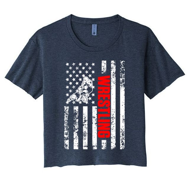 US American Flag Sports Patriotic Wrestling Crop Top