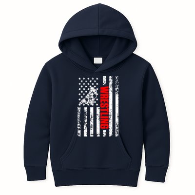 US American Flag Sports Patriotic Wrestling Kids Hoodie